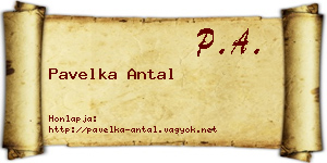 Pavelka Antal névjegykártya